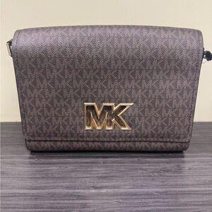 Michael Kors Dark Brown Crossbody with Gold Logo